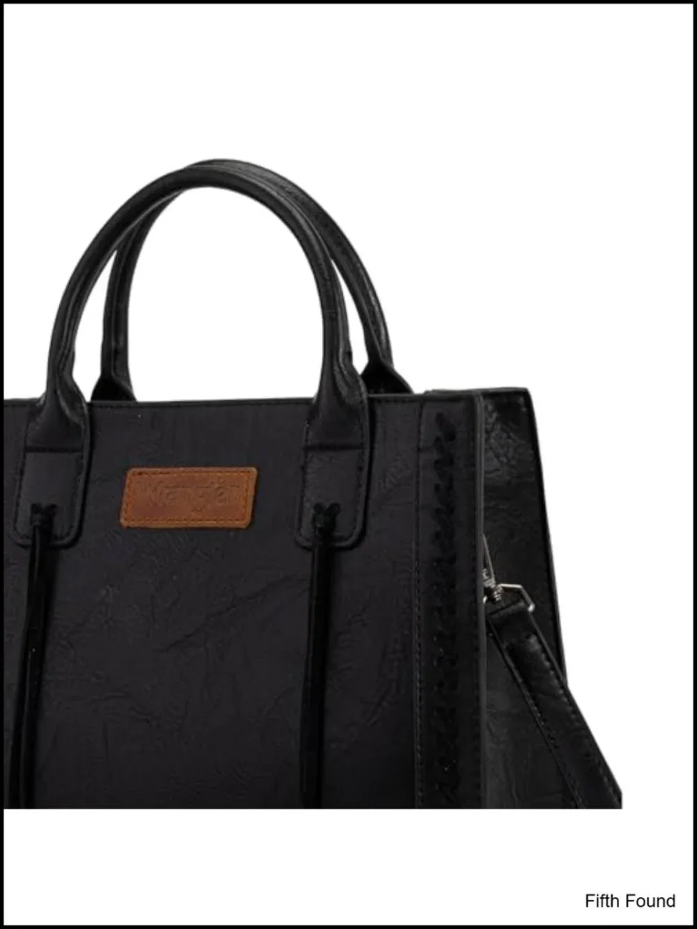 Distressed Vegan Leather Western Satchel Tote with Whipstitch Tassels
